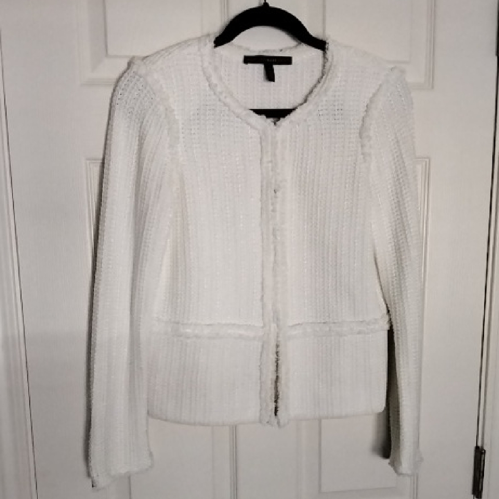 White House Black Market Ivory Knit Sweater Jacket Price Reduced!